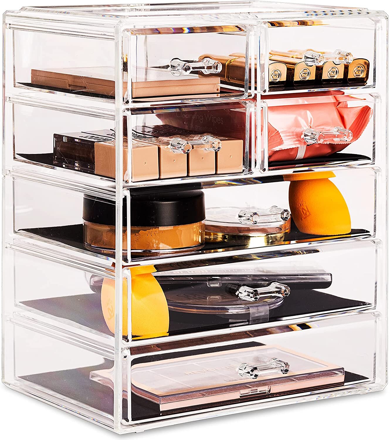 Acrylic Cosmetic Makeup Organizer Jewelry on sale Storage Display, 4 Lg 2 Sm Drawer